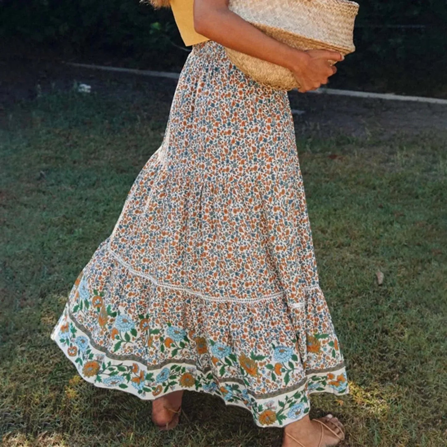 Bohemian Lace High Waist Slim Floral Skirt