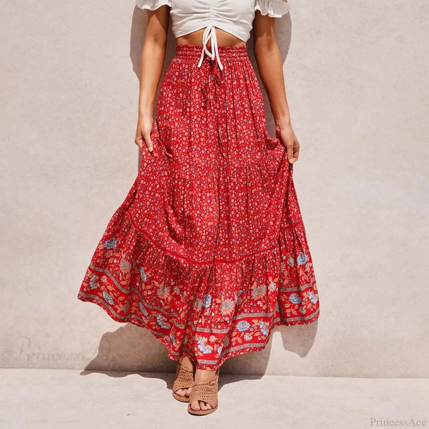 Bohemian Lace High Waist Slim Floral Skirt