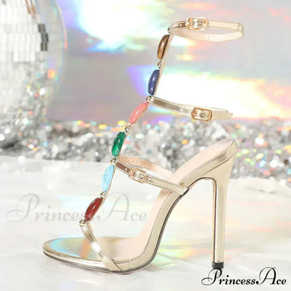 Bohemian Style Gem Strap High Heels Gladiator Sandals - Women's Summer Open Toe Shoes for Wedding Banquets