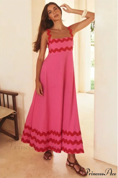 Bohemian Summer Printed A-Line Sexy Backless Spaghetti Strap Boho Dress