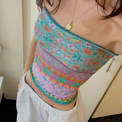 Boho Bandeau Off-Shoulder Tube Crop Top