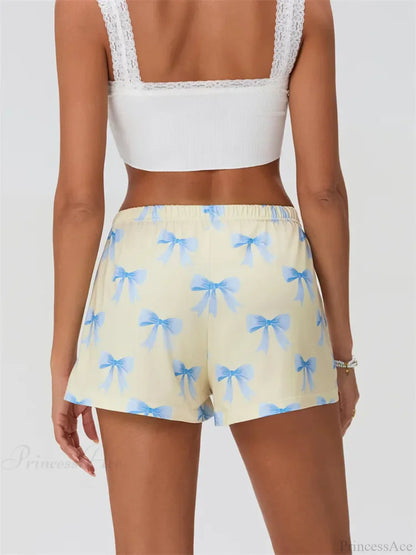 Bow Print Elastic Sleep Short