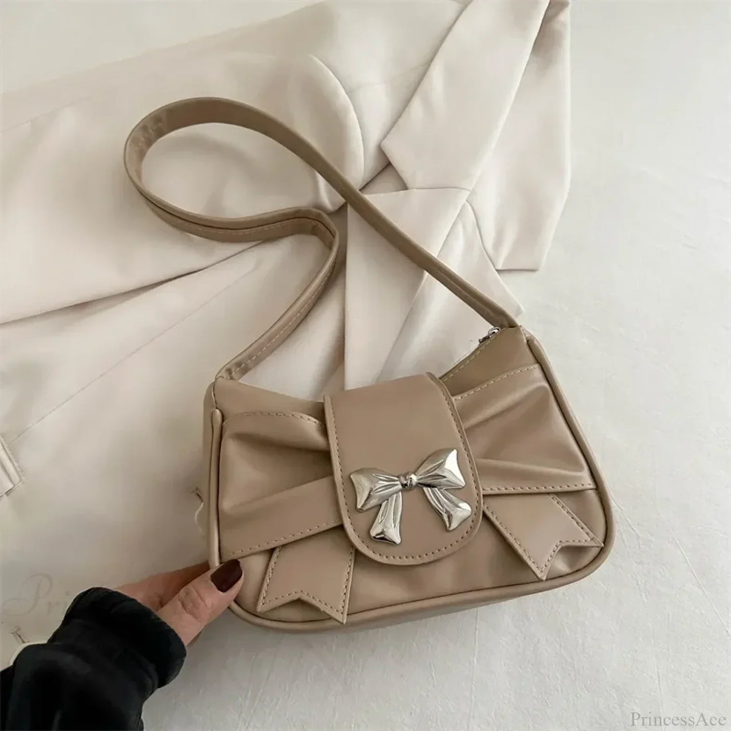 Bow PU Leather Casual Shoulder Handbag