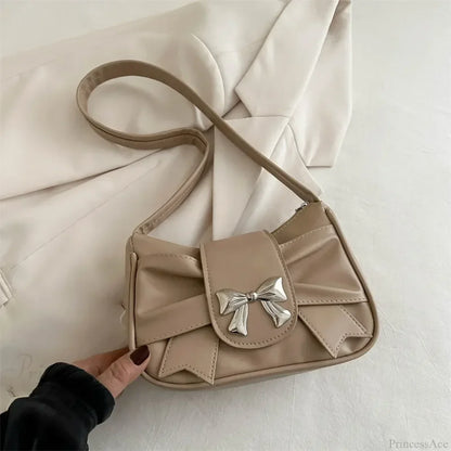 Bow PU Leather Casual Shoulder Handbag