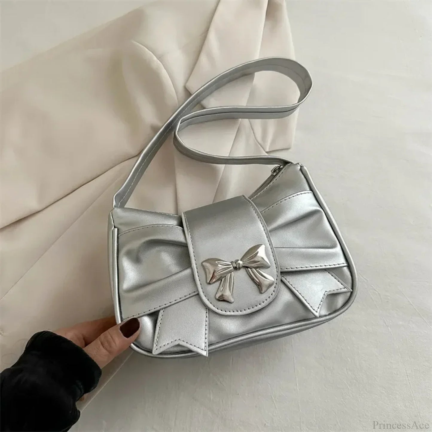 Bow PU Leather Casual Shoulder Handbag