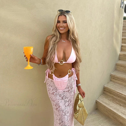 Traje de baño de tres piezas estilo vestido largo de Brasil