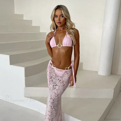 Traje de baño de tres piezas estilo vestido largo de Brasil