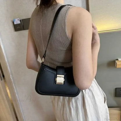 Brown Gold Buckle Vintage Shoulder Bag