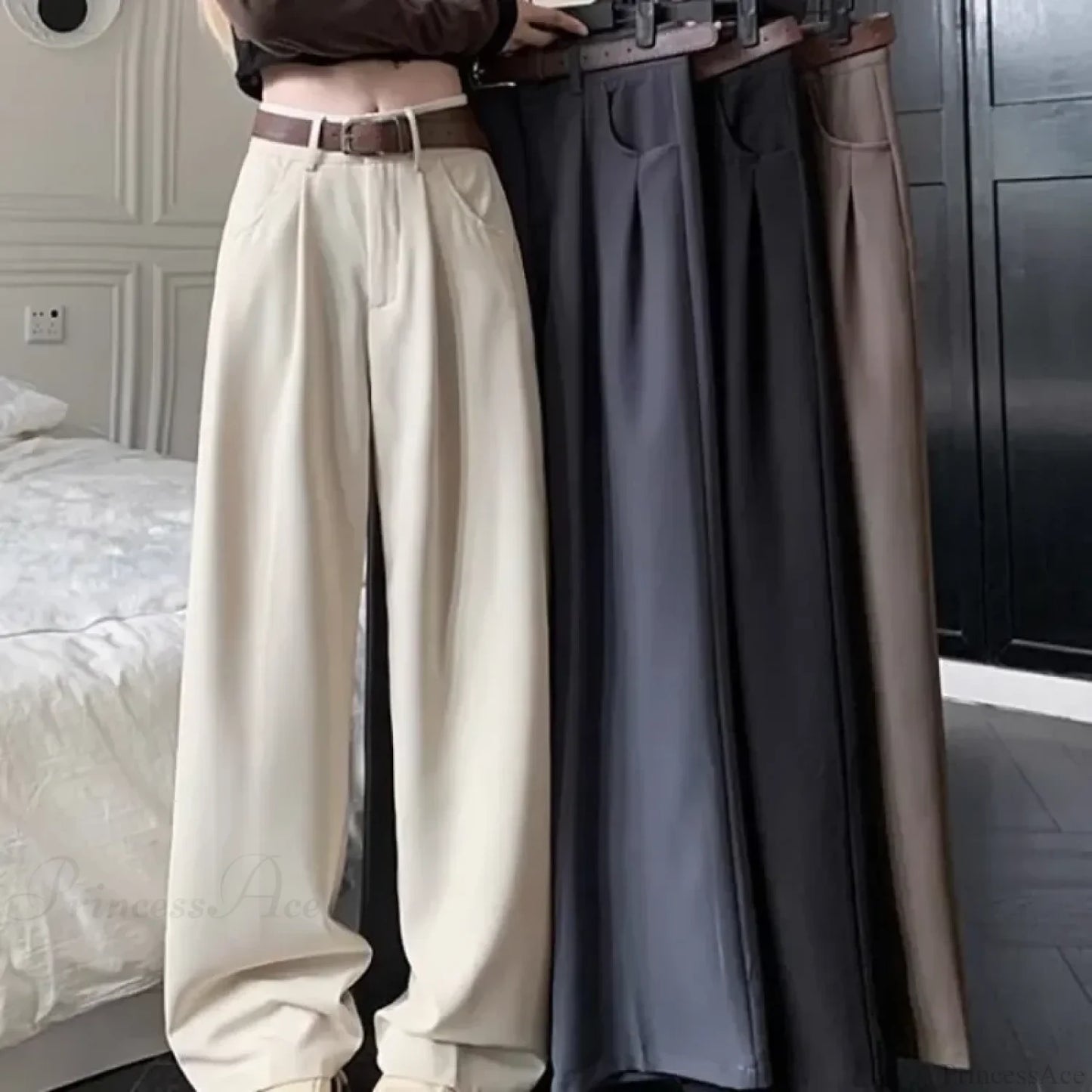 Brown Suit Baggy Office Pants