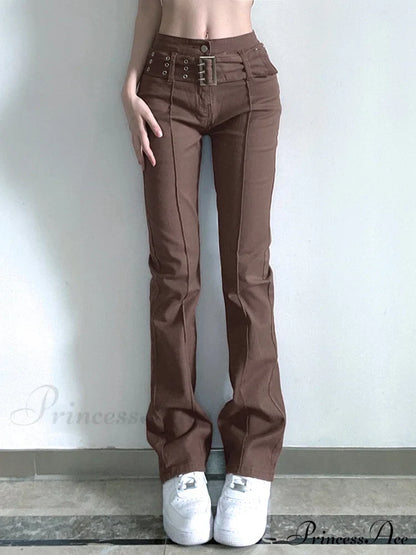 Brown Vintage Flared Hight Waist Jeans