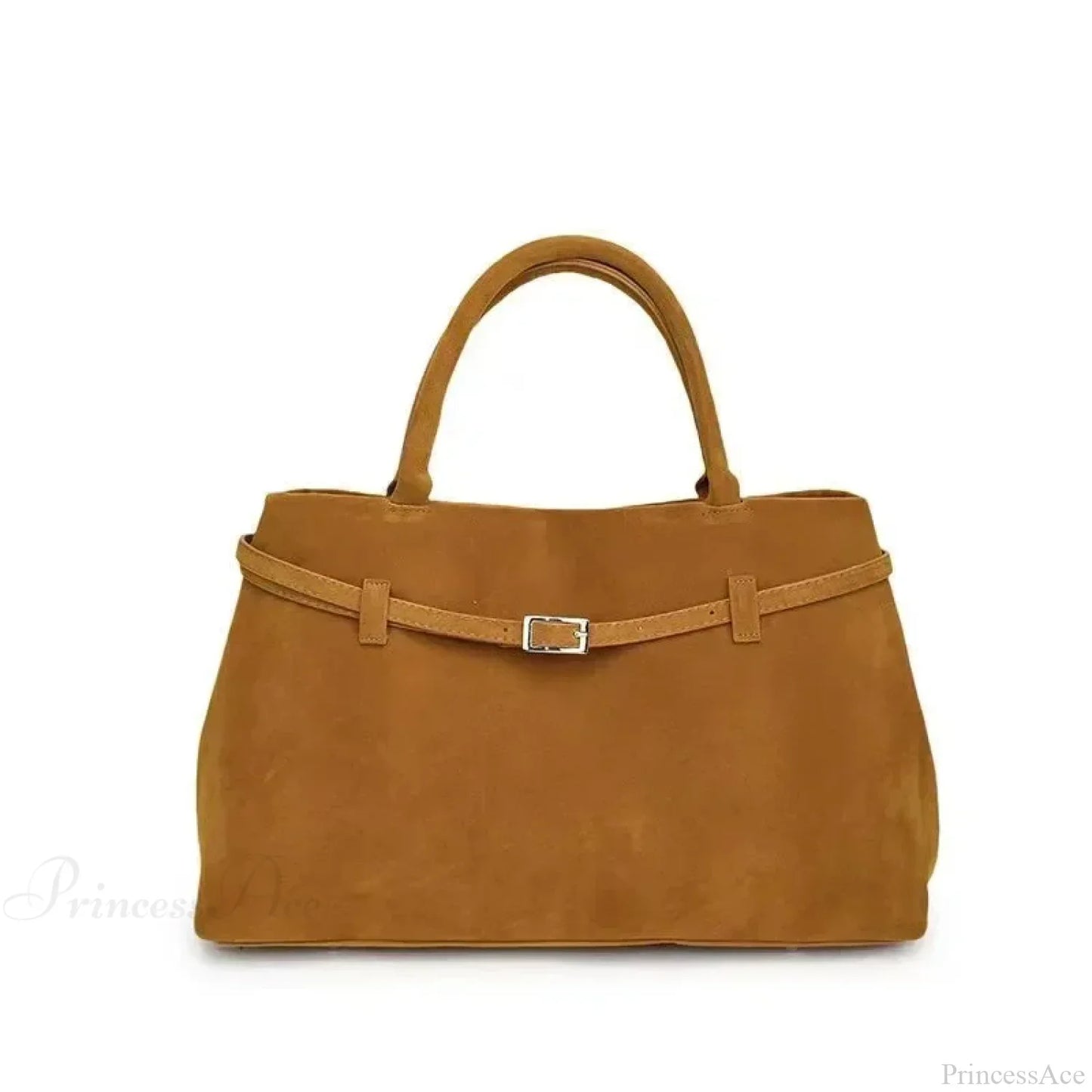 Buckle Decorative Faux Suede Hasp Large Tote Handbag
