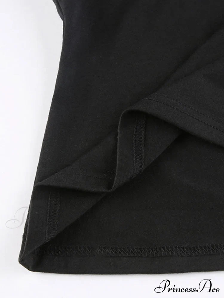 Buckle Strap Black Trendy Bodycon Crop Top