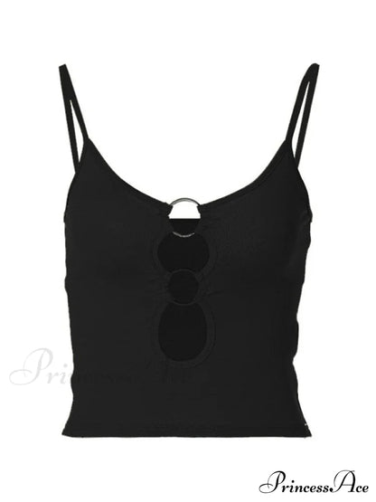 Buckle Strap Black Trendy Bodycon Crop Top