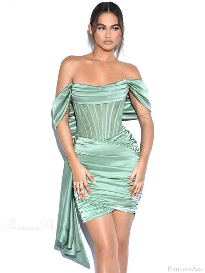 Burgundy Draping Off Shoulder Corset Sexy Velvet Slim Bodycon Mini Christmas Party Dress