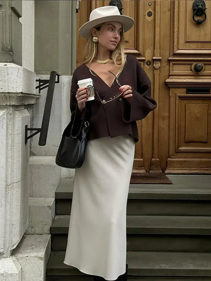 Burgundy Loose Long Sleeve Cardigan