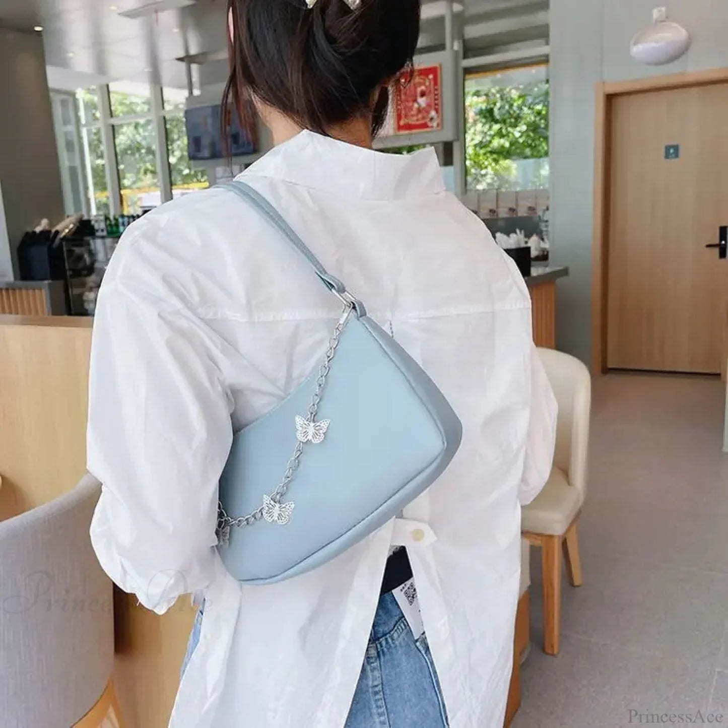 Butterfly Chain PU Leather Travel Shoulder Bag