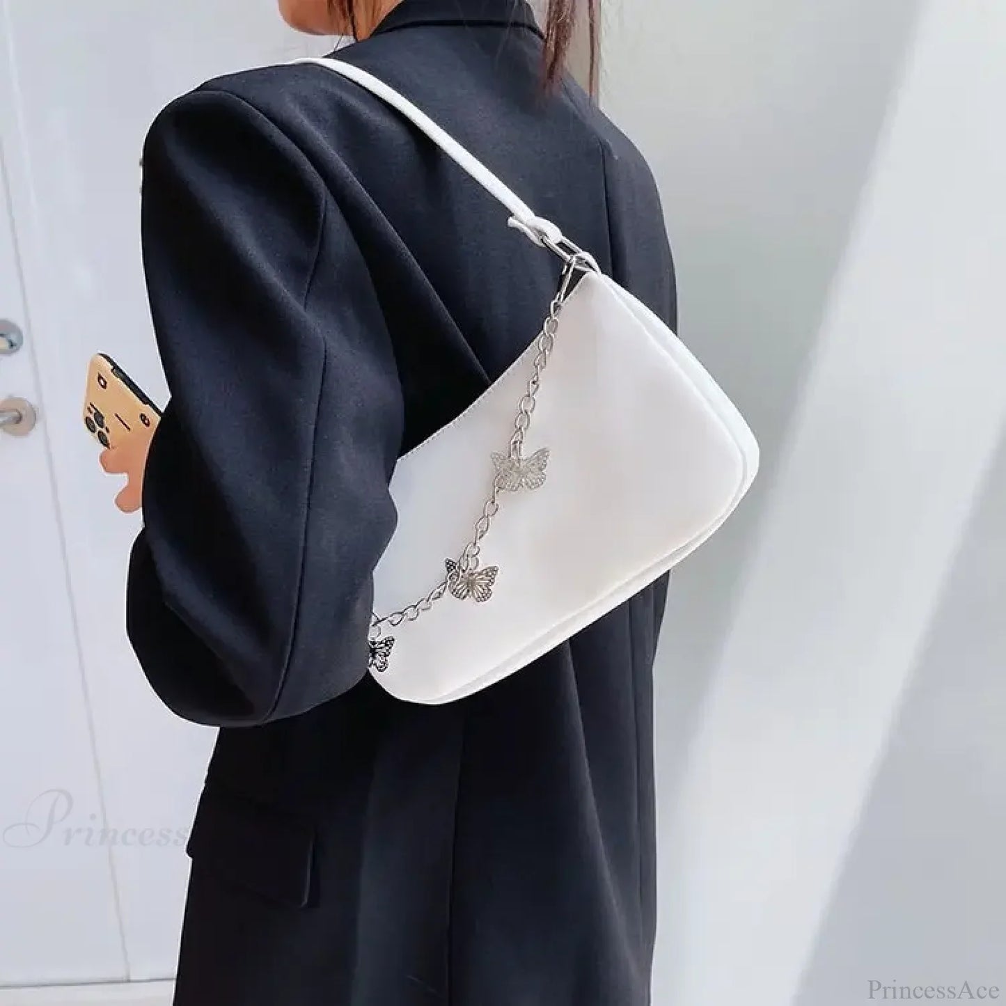 Butterfly Chain PU Leather Travel Shoulder Bag