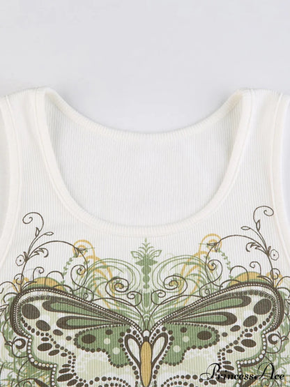 Butterfly Charm Graceful Silver Bandeau Top