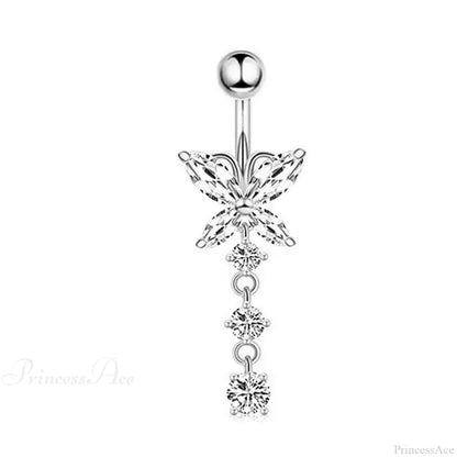 Butterfly CZ Sparkling Gothic Belly Ring