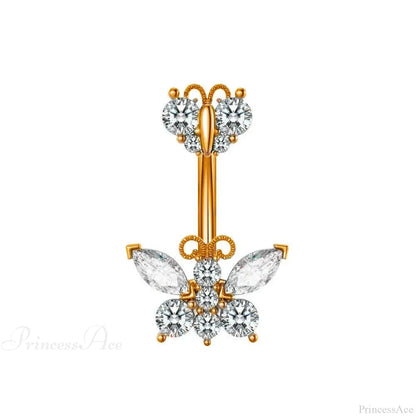 Butterfly CZ Sparkling Gothic Belly Ring