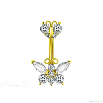 Butterfly CZ Sparkling Gothic Belly Ring