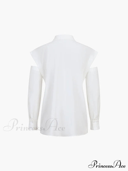 Button Down Cutout Trendy Long Sleeve Shirt