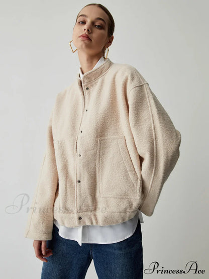 Button Down Double Trendy Pockets Bomber Jacket