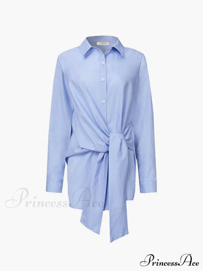 Button Down Graceful Tied Long Shirt