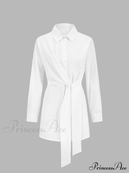 Button Down Graceful Tied Long Shirt