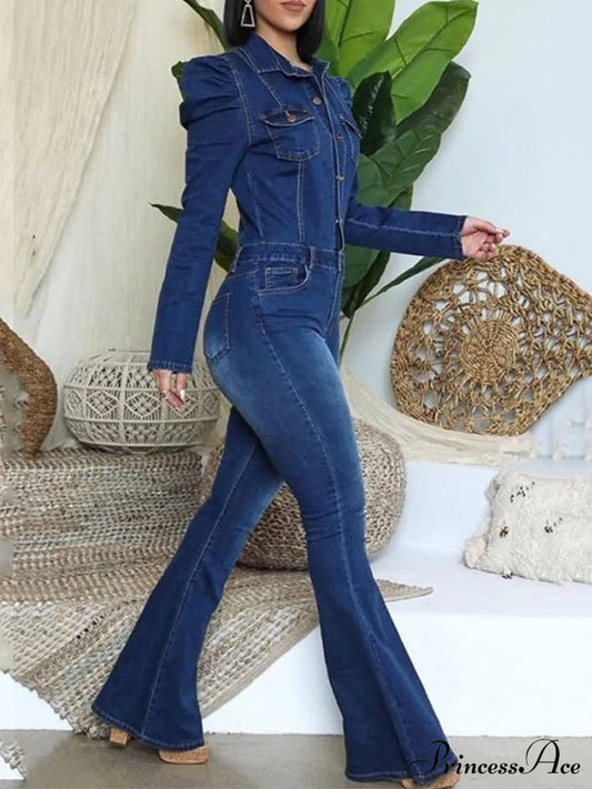 Button Front Graceful Denim Corset Top