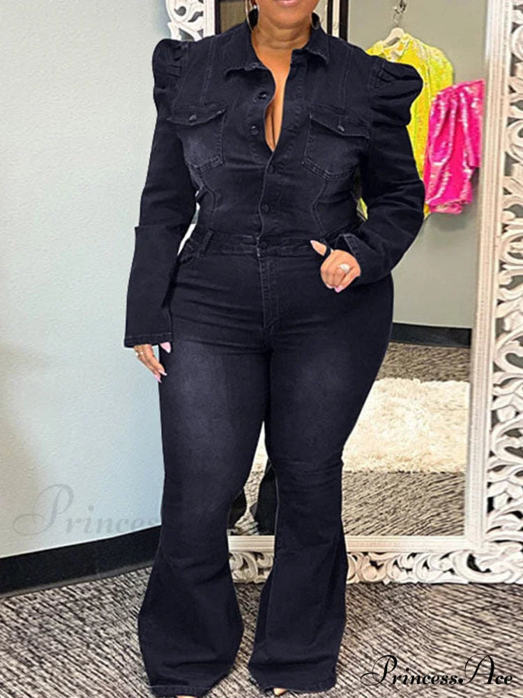 Button Front Graceful Denim Corset Top