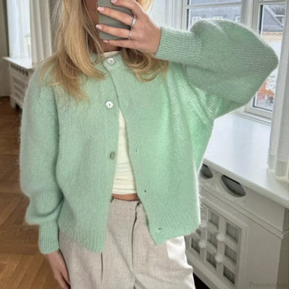 Button Up Lightweight Solid Cardigan