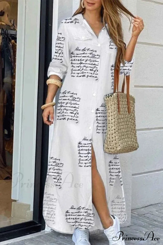 Button Up Pocket Shirt Dress - Long Sleeve