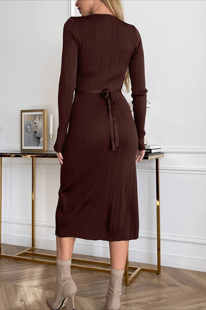 Vestido suéter de punto informal de manga larga