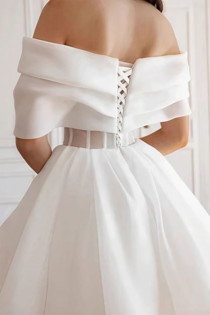 Elegant Cross Ruched Off Shoulder Short Reception Dress