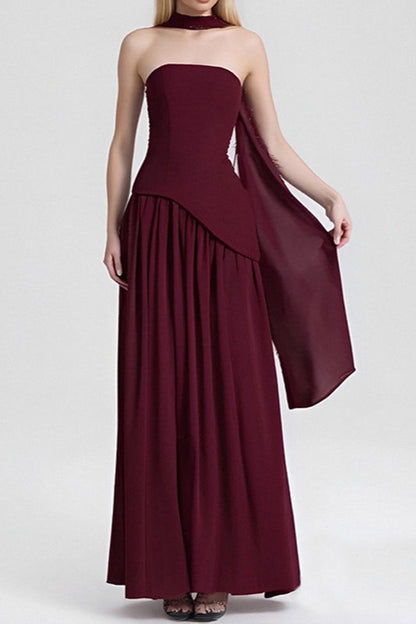 Vestido de Fiesta con Abertura Alta y Corsé Sólido