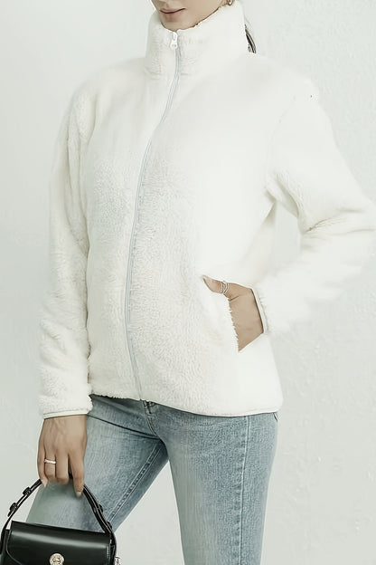 Chaqueta Casual Afelpada con Cremallera
