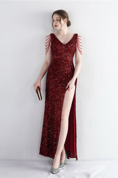 Vestido de Gala Sirena con Cuentas Distintivas