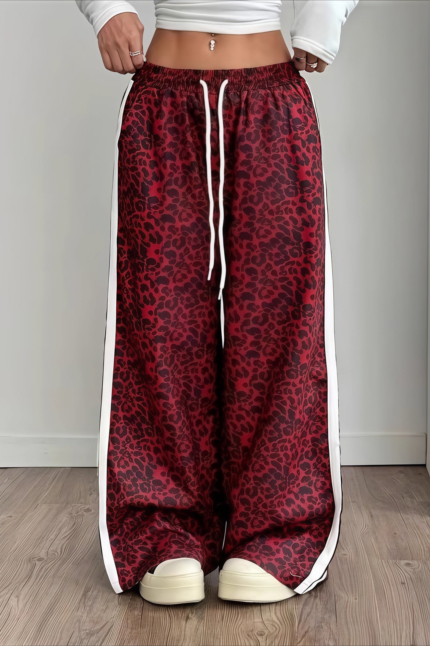 Pantalones Casuales Empalmados con Estampado de Leopardo