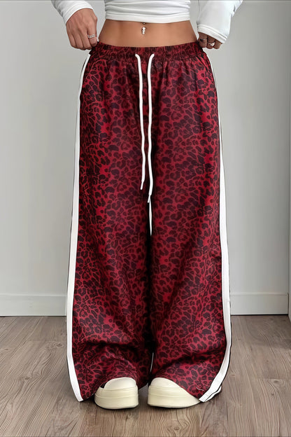 Pantalones Casuales Empalmados con Estampado de Leopardo