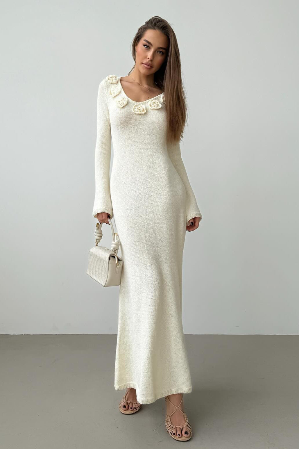 Long Sleeve Floral Maxi Sweater Dress