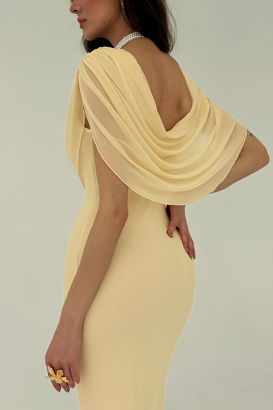 Vestido de fiesta liso con drapeado