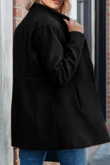 Brushed Wool Solid Long Sleeve Coat