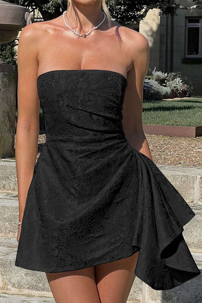 Minivestido de fiesta jacquard sin tirantes
