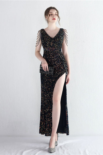 Vestido de Gala Sirena con Cuentas Distintivas