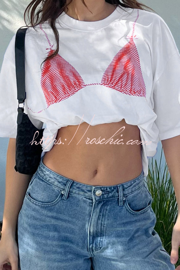 Fashionable Printed Loose Crew Neck Short Sleeve Casual T-Shirt