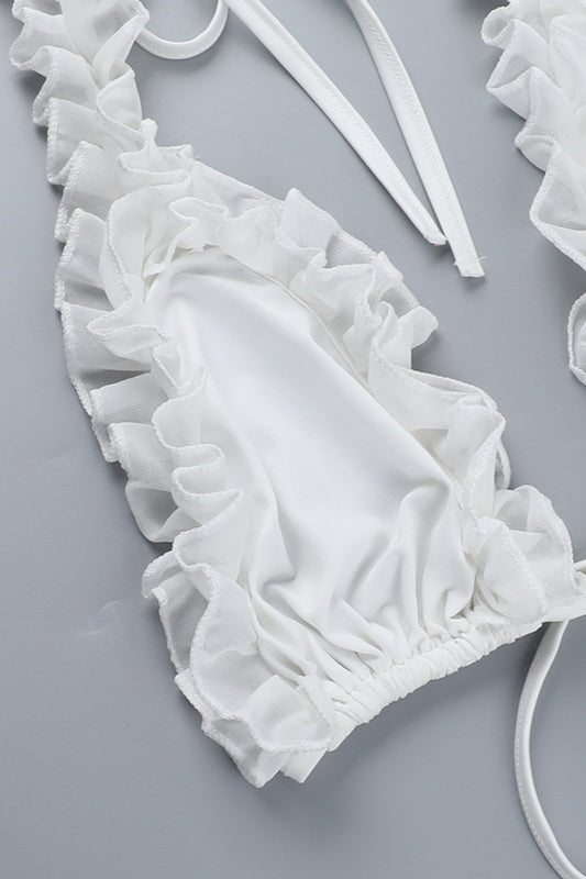Conjunto de bikini bandeau con volantes