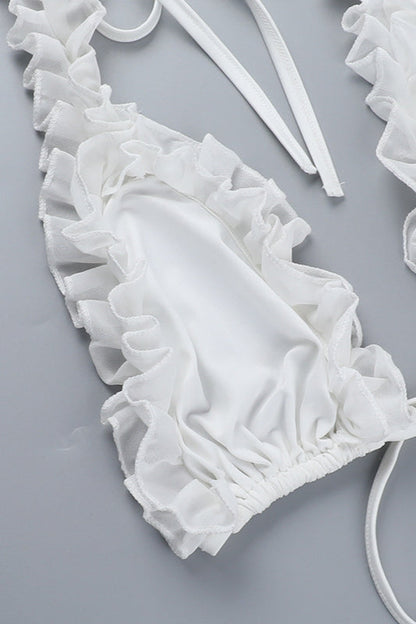 Conjunto de bikini bandeau con volantes