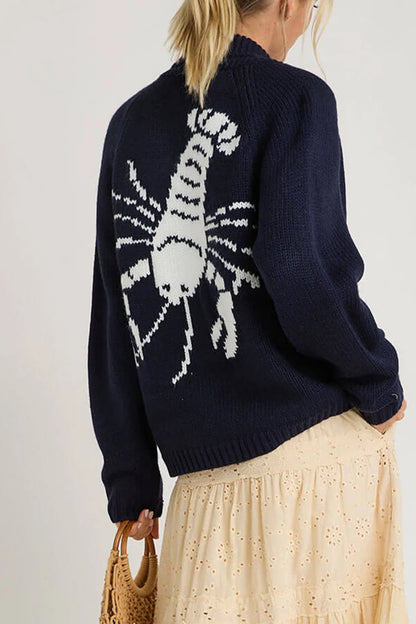 Cárdigan de punto con estampado de langosta