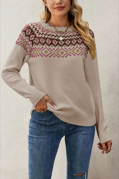 Suéter Jacquard de Punto Cuello Redondo